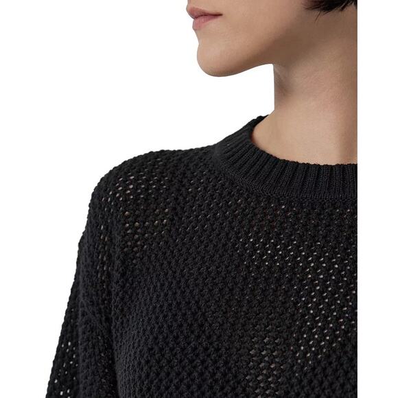 Velvet by Graham & Spencer Women Black Open Knit Cotton Kanan Sweater Size S - Picture 4 of 4